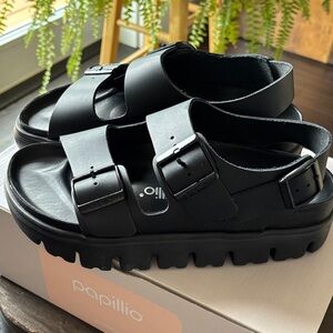 Birkenstock Papillo “Milano” Women’s Size 37 Black Chunky Platform Sandals